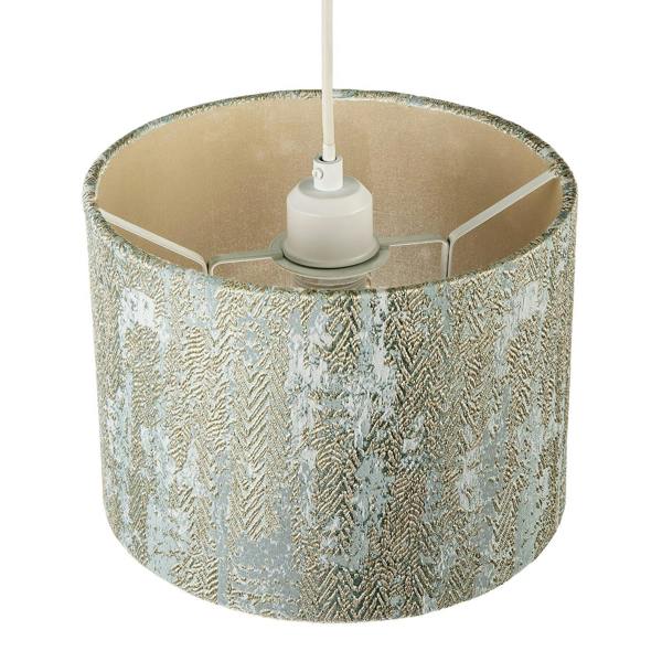 Textured Herringbone and Chevron Jacquard Lampshade in Gold and Silver Image 3