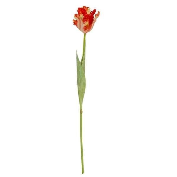 Hill Interiors Parrot Tulip Artificial Flower - Green/Flame Orange