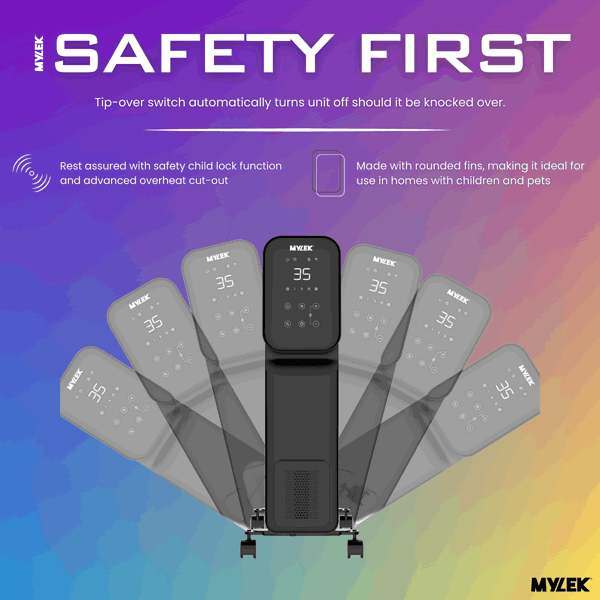 MYLEK Oil Filled Digital WiFi Smart App Enabled Heater - 3 Heat Settings & 24-Hour Timer 2000w