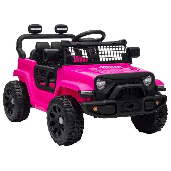 12V Electric Car for Kids with Remote, Dual Motors, Rear Suspension, Soft Start, Music, Lights for 3-8 Years, Pink