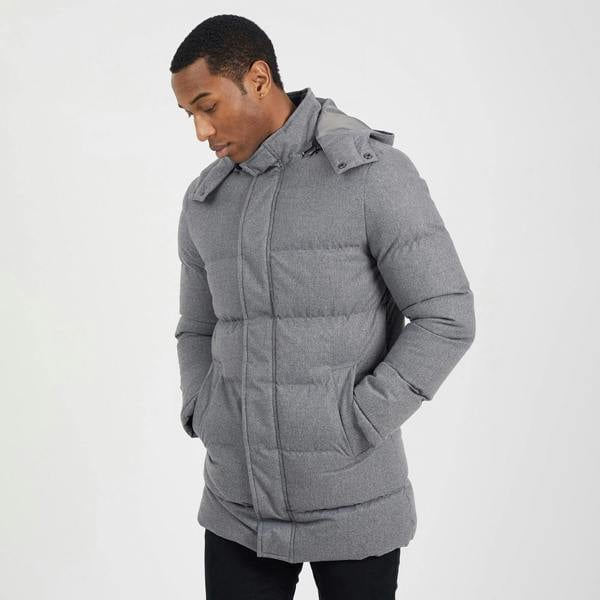 Brave Soul Grey Puffer Jacket With Detachable Hood - Grey Image 1