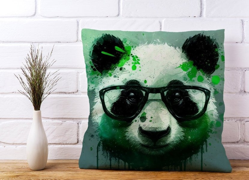 Warren Reed Panda With Glasses, Green Splashart Cushions