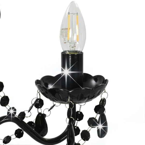 Berkfield Chandelier with Beads Black Round 3 x E14
