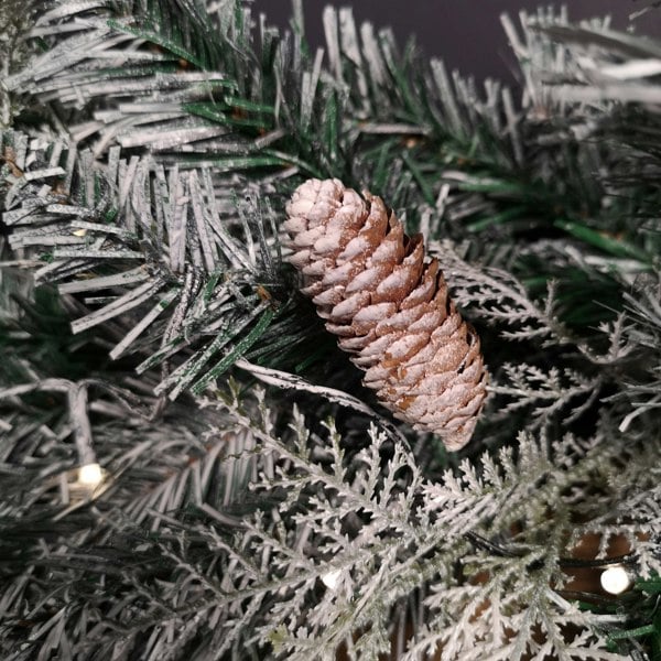 Samuel Alexander 1.8m Snowy Christmas Garland with Pinecones 96 Tips and 50 Warm White LED Lights