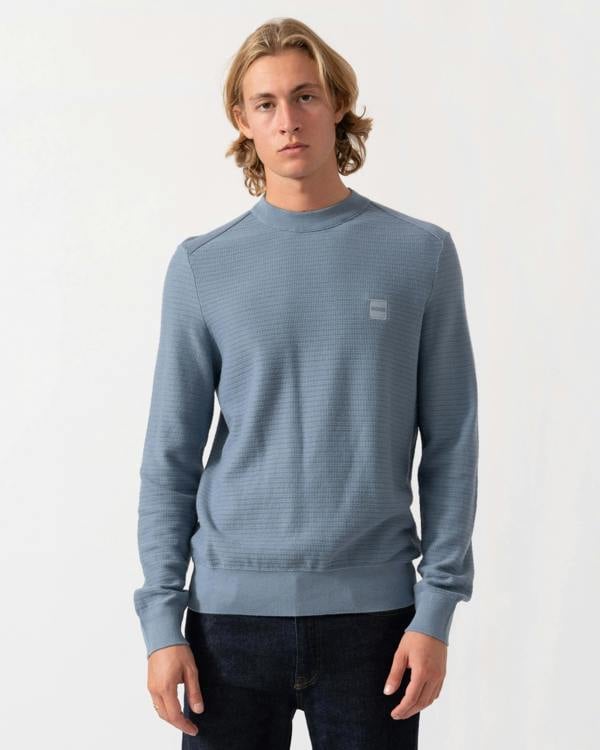 BOSS Orange Anion S Mens Crew Neck Jumper - Medium Blue 424