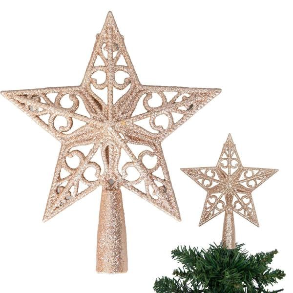 14.5cm Glitter Star Christmas Tree Topper in Red, Gold, Silver, Blue, Rose Gold, Ice Blue, Dark Green and White image 1