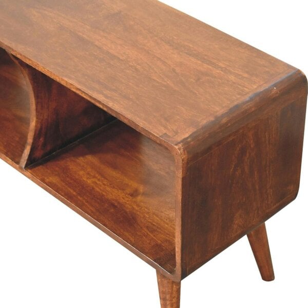 Artisan Furniture Solid Wood Curved Chestnut Double Slot Media Unit, Brown