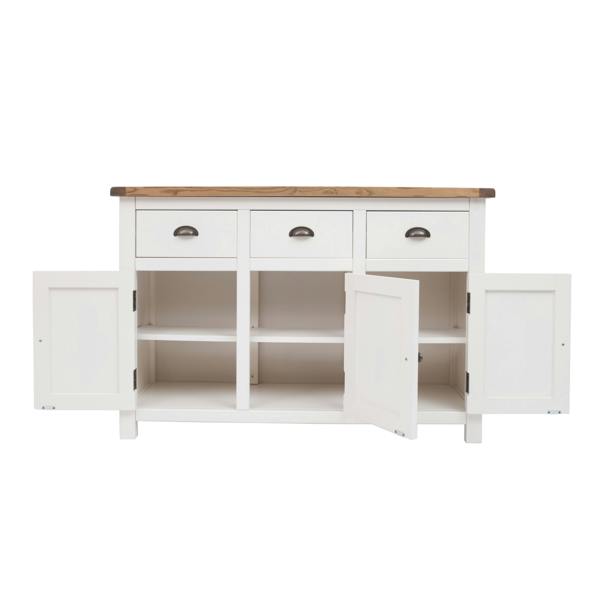 Cabinet Bits Lovere Off White 3 Drawer 3 Door Sideboard Brass Cup Handle