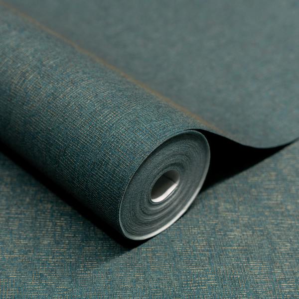 Grandeco Boutique Atogo Semi Plain Woven Effect Luxury Weight Embossed Wallpaper,  Teal Blue
