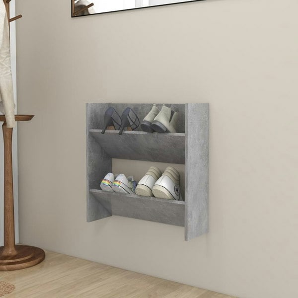 Berkfield Wall Shoe Cabinet Concrete Grey 60x18x60 cm Engineered Wood