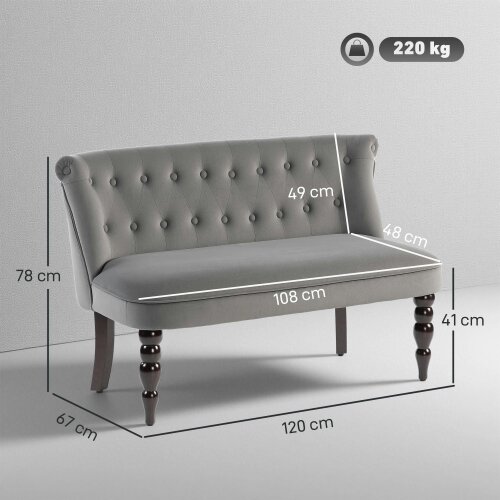Wyld Haus Nolali Velvet Grey Diamond Button Tufted Wingback 2 Seater Sofa