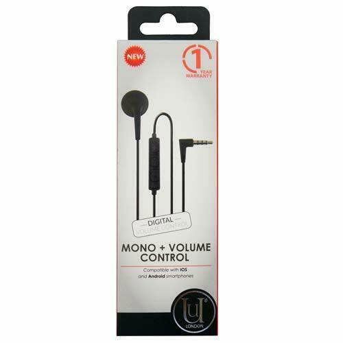 U Unique Black Mono Headset Headphone with Volume Control UUOOMONOVC01