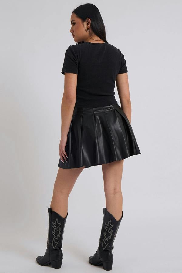 Urban Bliss PU Pleated Mini Skirt
