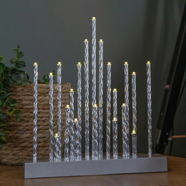 Samuel Alexander 27cm Battery Powered Light up Christmas Candlebridge in Silver with 20 LEDs