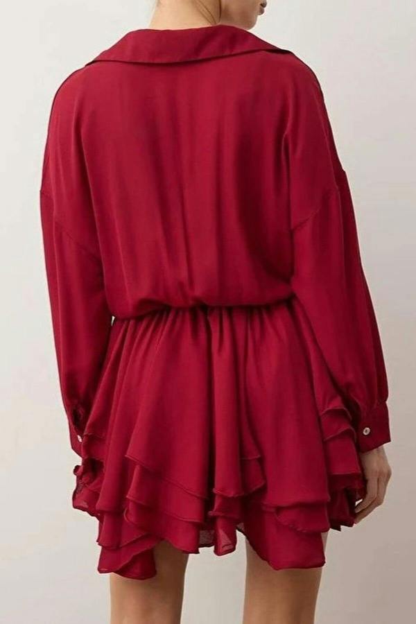 WOVCOR Super Mini Woven Chiffon Dress with Ruffle Detail