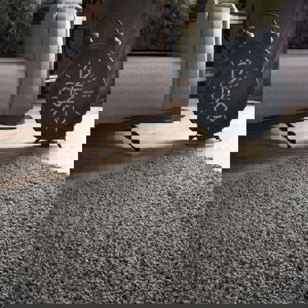 Dark Grey Shaggy Rug High quality Plain Design