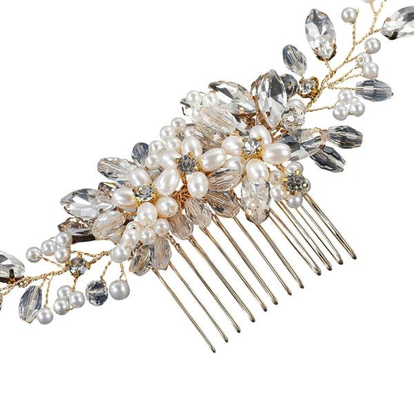 Gold Trip Pearl Flower Hair Comb