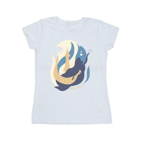 Disney Womens/Ladies The Little Mermaid Colour Silhouettes Cotton T-Shirt - White