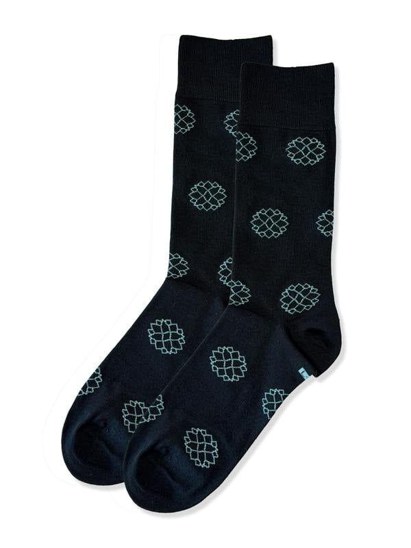 Jemsox Teardrop Flower (Black) Premium Pattern Socks | Cotton-Rich Floral Socks by Jemsox