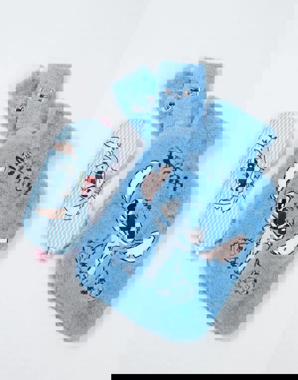 Disney Unisex Blue Stitch Hot Water Bottle With Eye Mask and Socks (One Size)