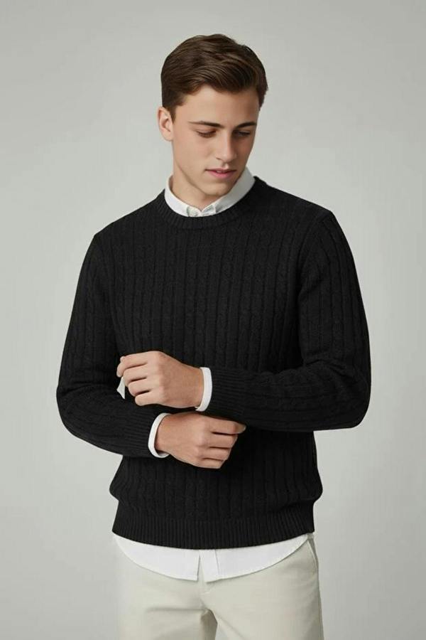 WOVCOR Crew Neck Thick Knit Men's Sweater