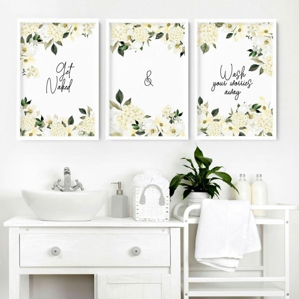 Wall art bathroom | set of 3 framed bathroom prints