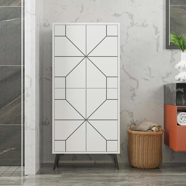 Decortie Dune Multipurpose Storage Cabinet Space-Saving Storage Solution White 136cm