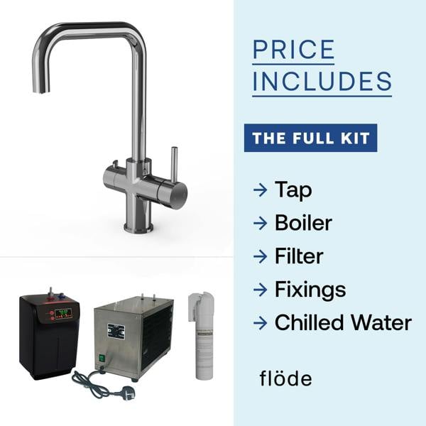 Flode Kyld 4 in 1 Instant Boiling & Cold Water Tap with Filtered Chilled Water | Polished Chrome Finish