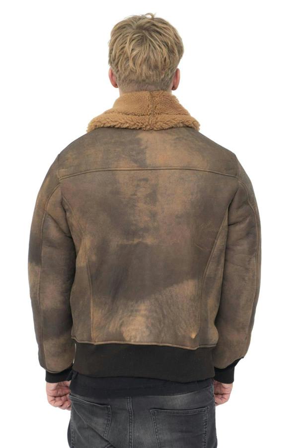 Infinity Leather Mens Antique Sheepskin Bomber Jacket-Algorta