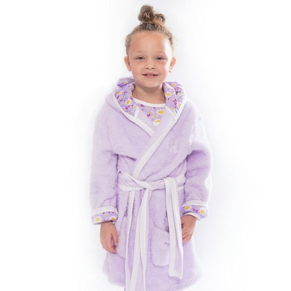 Luca and Rosa Dizzy Daisy Print Girls Lilac Dressing Gown