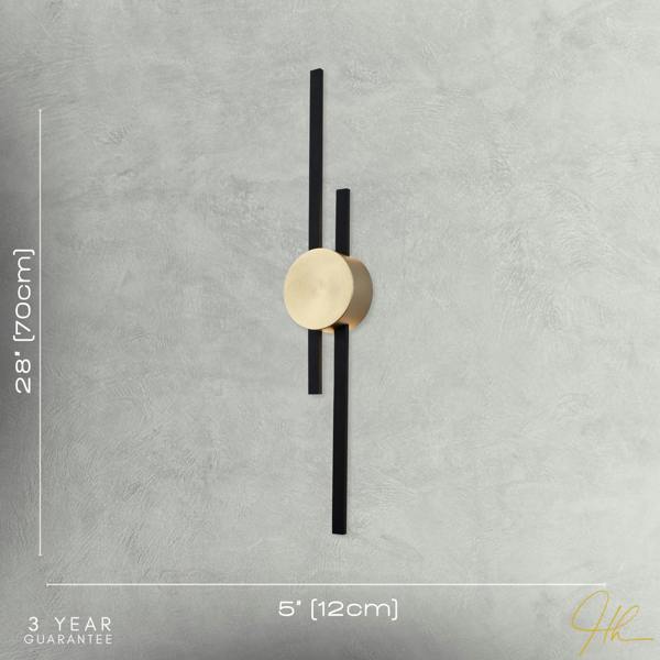 Modern Architectural Design Wall Light Fitting in Brush Gold and Black Image 7