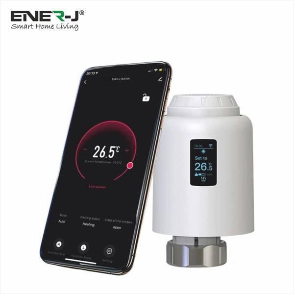 Ener-J Smart WiFi Radiator Thermostat – Digital TRV for Multi-Room Heating Control, Alexa & Google Home Compatible | Single pack