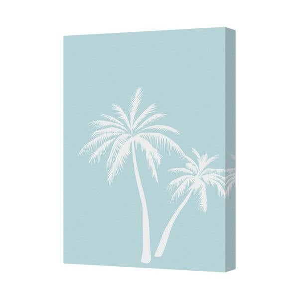 Benjamin Tate Design Palm Tree Canvas Wall Art Coastal In Sky Blue Canvas8169