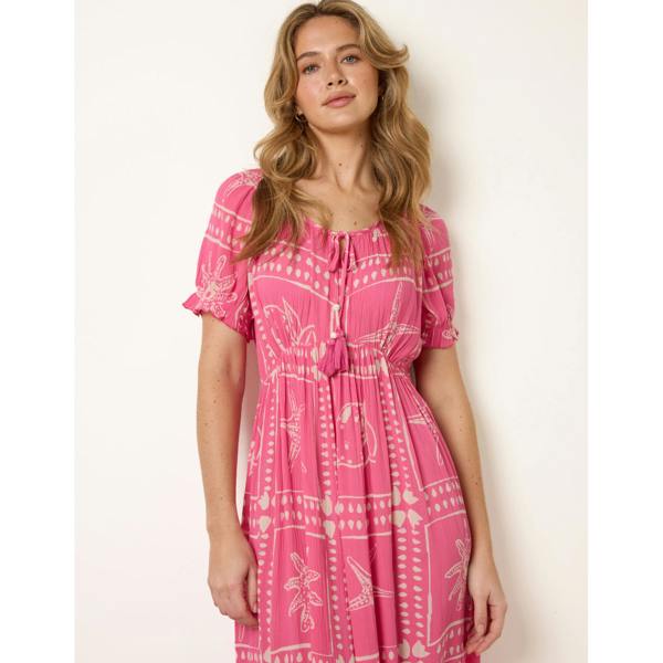 Blue Vanilla Starfish Print Tie Front Maxi Dress