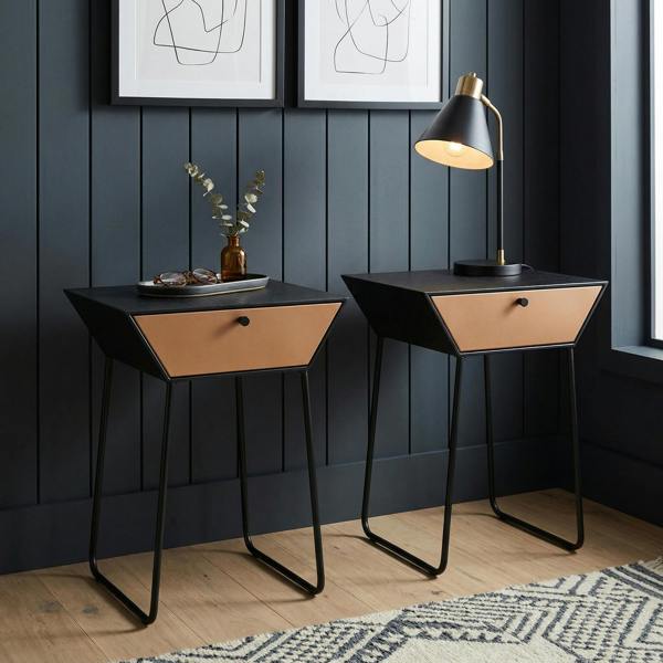 Core Products Set of 2 Apollo Metal 1-Drawer Bedside Cabinets
