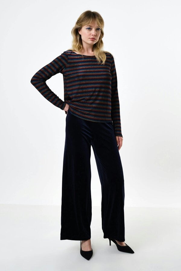 Josiane Sparkle Stripe Boat Neck Top - Gold