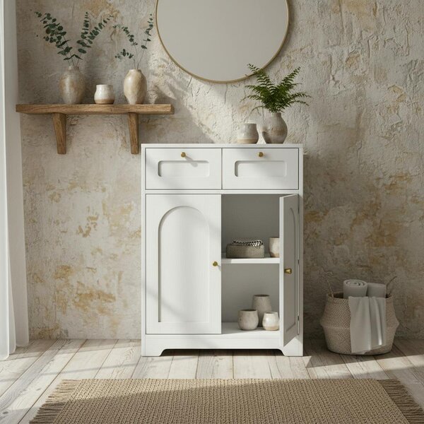 Wyld Haus Pareto Bathroom Floor Storage Cabinet With 2 Drawers White