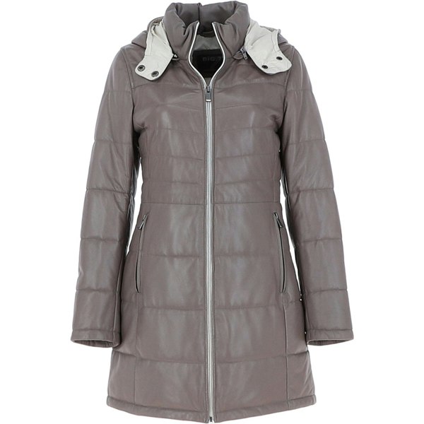 'Sofia' Detachable Hood Three Quarter Leather Jacket: sofia