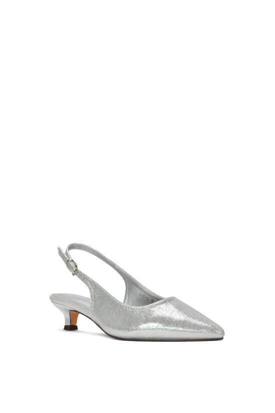 XY LONDON Slingback Kitten Heel Court Shoes With Pointed Toe