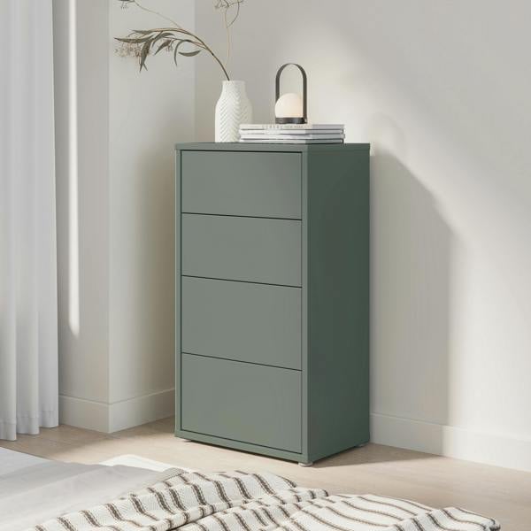 Alice Springs Tall 4 Drawer Chest with Push-to-Open Drawers in Sage Green