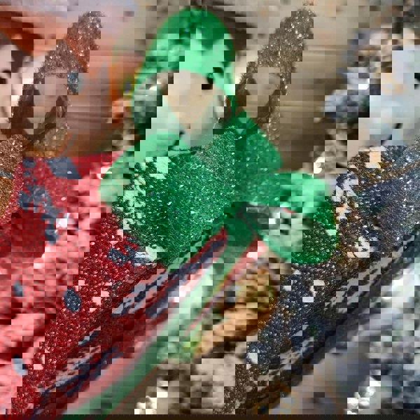 Samuel Alexander 107cm Warm White LED Lit Elf Character with Present Christmas Decoration in Green and Red