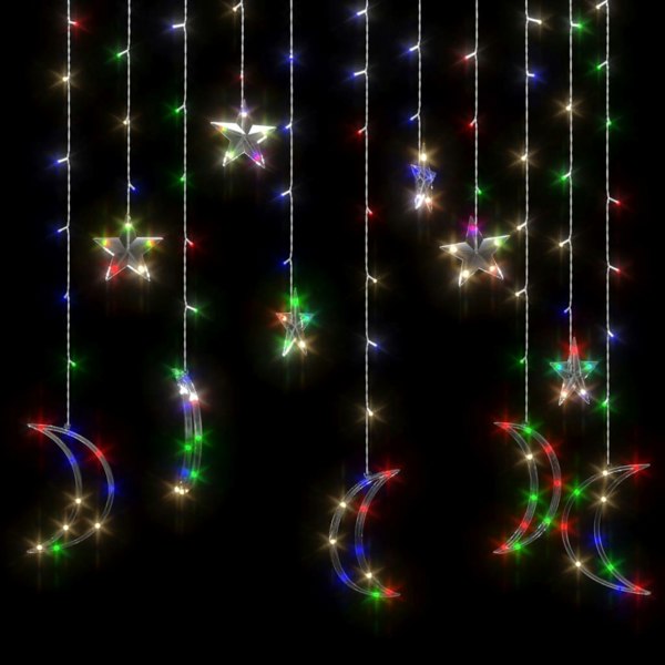 Berkfield Star and Moon Fairy Lights Remote Control 138 LED Colourful