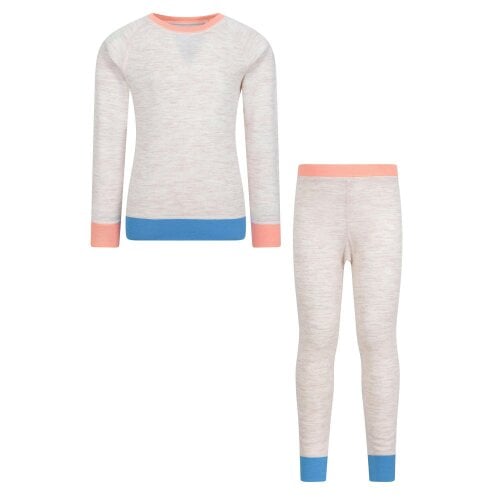 Mountain Warehouse Childrens/Kids Colour Block Merino Wool Base Layer Set - Beige