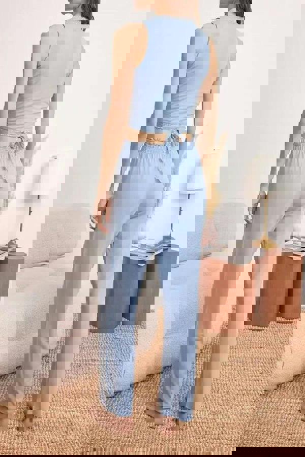 WOVCOR 2-Piece Wrap-Around Viscose Knit Pajama Set with Lace Details