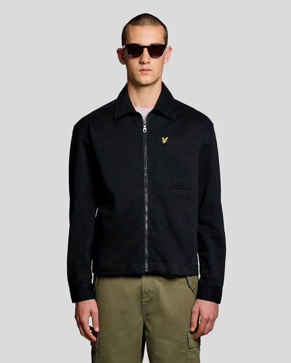 Lyle & Scott Enzyme Wash Mens Zip Overshirt - Z271 Dark Navy | CHO | Designer Mens Overshirts