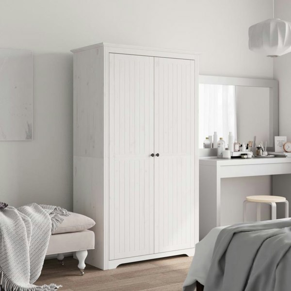 Berkfield Wardrobe BODO White 101x52x176.5 cm Solid Wood Pine