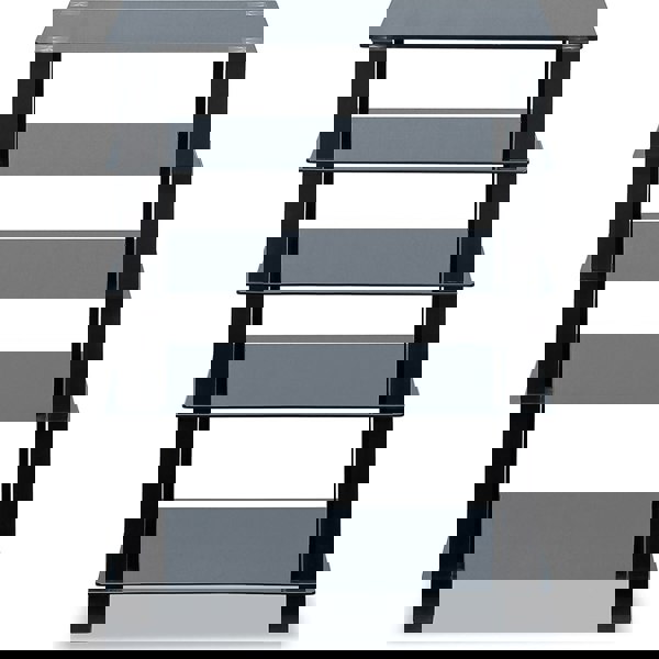 Centurion Supports TRINITY Gloss Black 5 Shelf with Black Legs Flat Screen TV Rack Glass Stand