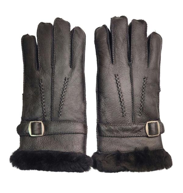 Infinity Leather Mens Luxury Sheepskin Leather Gloves With Buckle