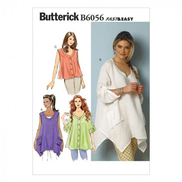 Butterick Sewing Pattern 6056, Tops for Women, XS-S-M - Easy