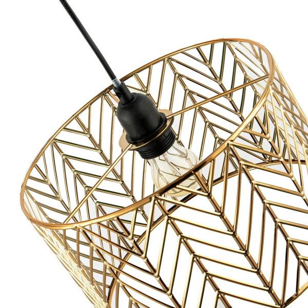 Art Deco Zig Zag Design Pendant Light Shade in Polished Gold Plating Image 4